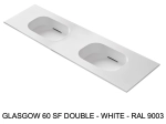 Plan double vasques système d’évacuation discret L 50 à 201 x P 40 à 51 cm, finition lisse mate, 10 couleurs, Résine Anti-bactérien Akrytan® teinté dans la masse, Livraison Offerte